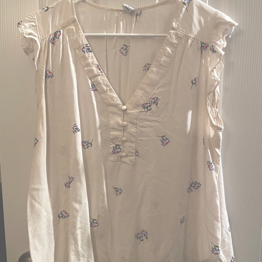 Cream Colored Flower Blouse